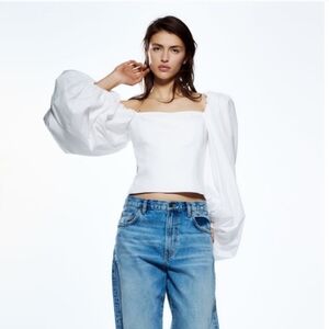 Zara white ballon top/small